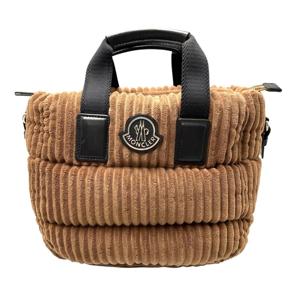 Moncler MONCLER Handbag 2-way Shoulder Bag Corduroy Brown x Black Women's